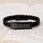 Air Traffic Controller Inspired Interlaced Leather Bracelet, Funny Quote Gifts from Men to Women Air Traffic Controller Friends and Family on Mother's Day - Image 3