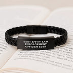 Funny Interlaced Leather Bracelets for Law Enforcement Officer Men - Christmas Unique Gifts from Friends