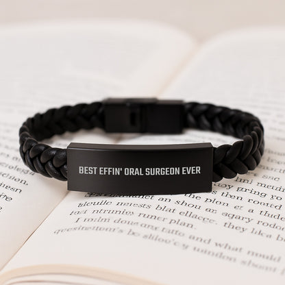 Funny Quote Oral Surgeon Gifts from Men to Friends with Interlaced Leather Bracelet for Christmas Unique Presents - Image 3
