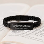 Funny Computer Programmer Christmas Unique Gifts for Dad, Interlaced Leather Bracelet for Men, Unique Unique Gifts from Dad to Son, Father's Day or Christmas Unique Gifts