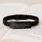 Funny Concierge Gifts from Dad - Unique Interlaced Leather Bracelet for Men - Christmas Unique Gifts
