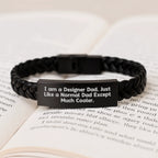 Funny Designer Gifts from Dad for Designer Dads, Unique Interlaced Leather Bracelet, Christmas Memorable Presents for Men