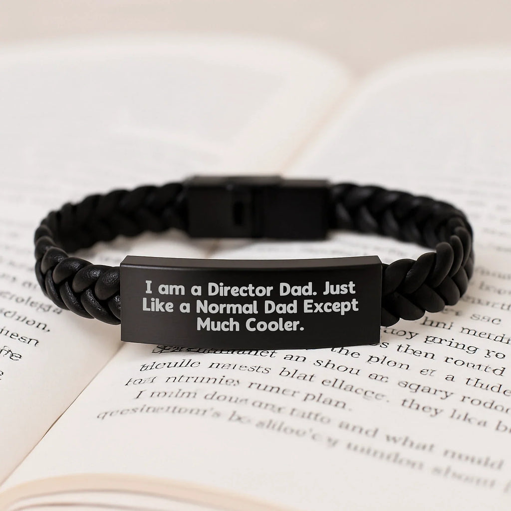 Funny Director Dad Interlaced Leather Bracelet Gifts from Men for Dad - Christmas Unique Presents