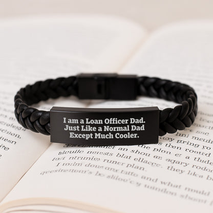 Funny Loan Officer Gifts, Unique Interlaced Leather Bracelet for Men, 'I Am A Loan Officer Dad' Christmas Unique Gifts from Dad to Loan Officer - Image 3