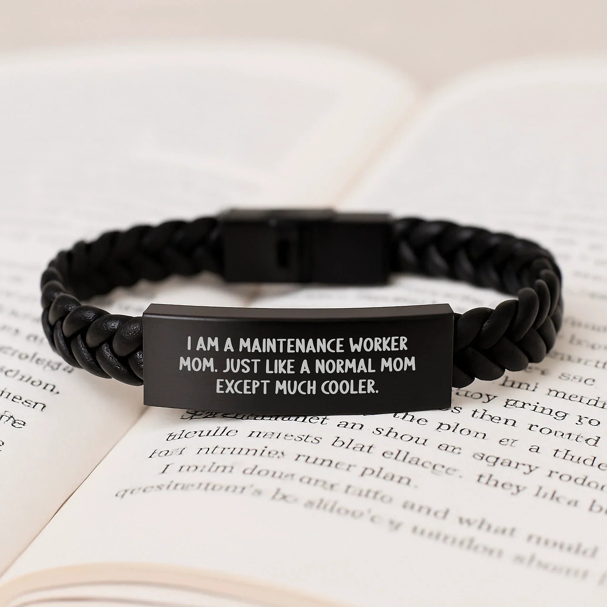 Maintenance Worker Gifts, Funny Quote Interlaced Leather Bracelet, Gifts from Family for Maintenance Worker Mom, Graduation Unique Gifts