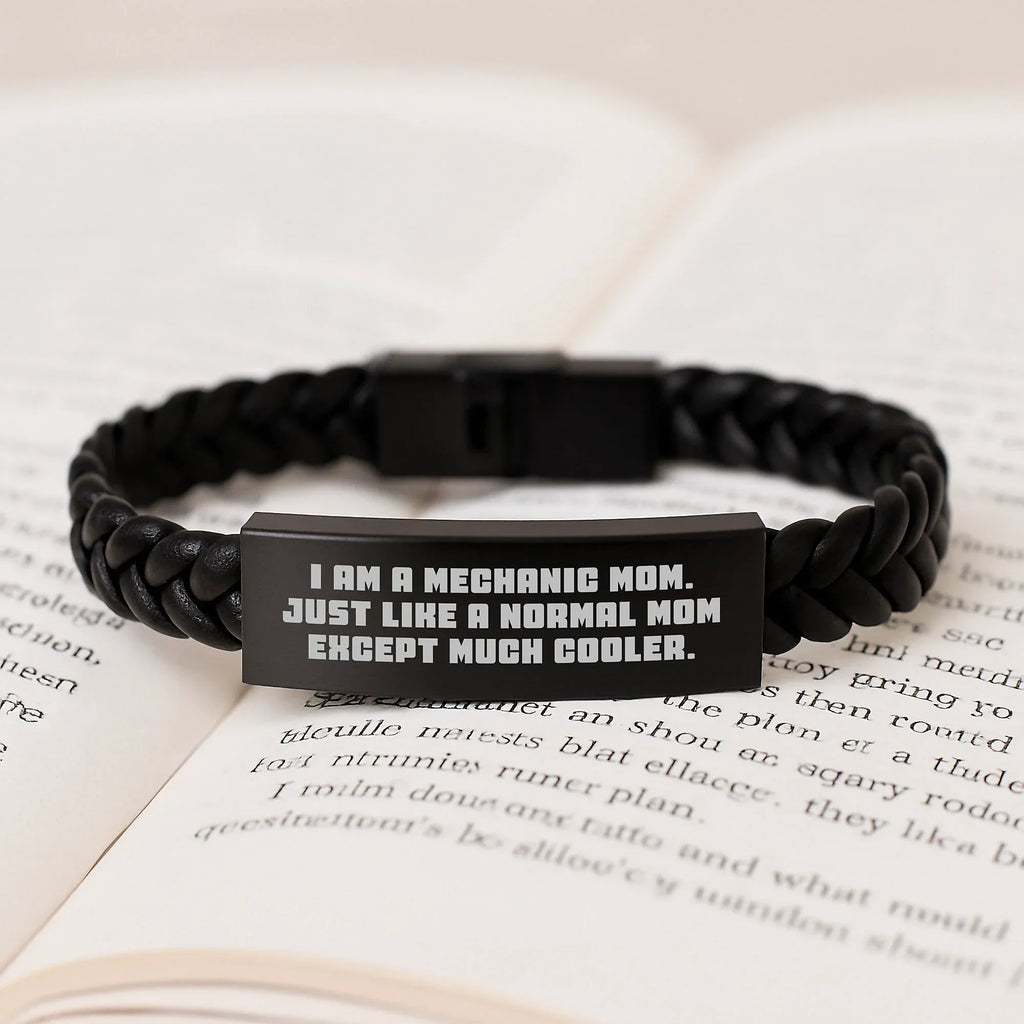 Mechanic Gifts from Mom - Funny Interlaced Leather Bracelet for Mechanic Friends - Graduation Unique Gifts for Men Women