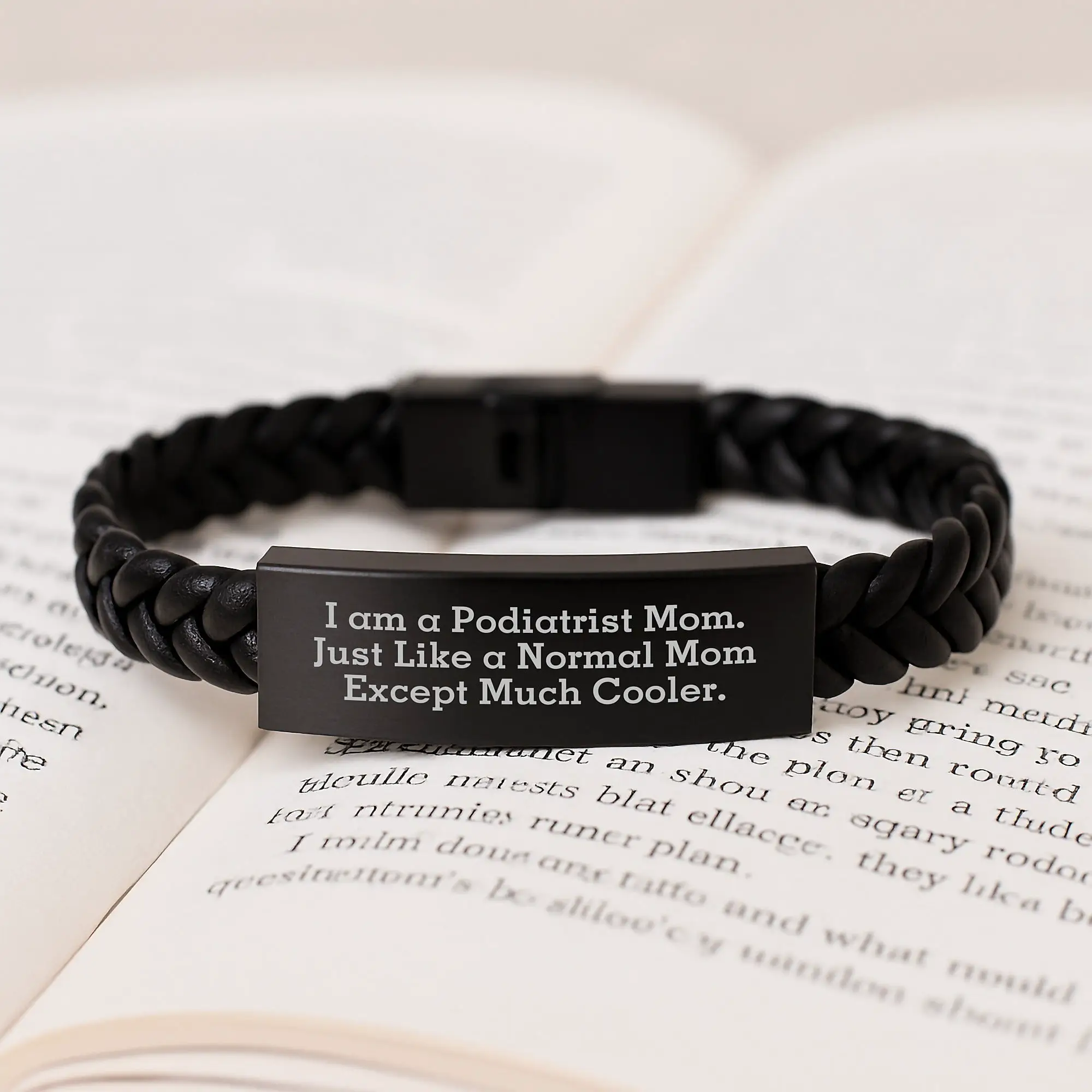 Graduation Unique Gifts for Podiatrist Mom - 'I Am A Podiatrist Mom, Just Like A Normal Mom Except Much Cooler.' Interlaced Leather Bracelet for Podiatrist Women, Funny Gift for Podiatrist Friends - Image 3