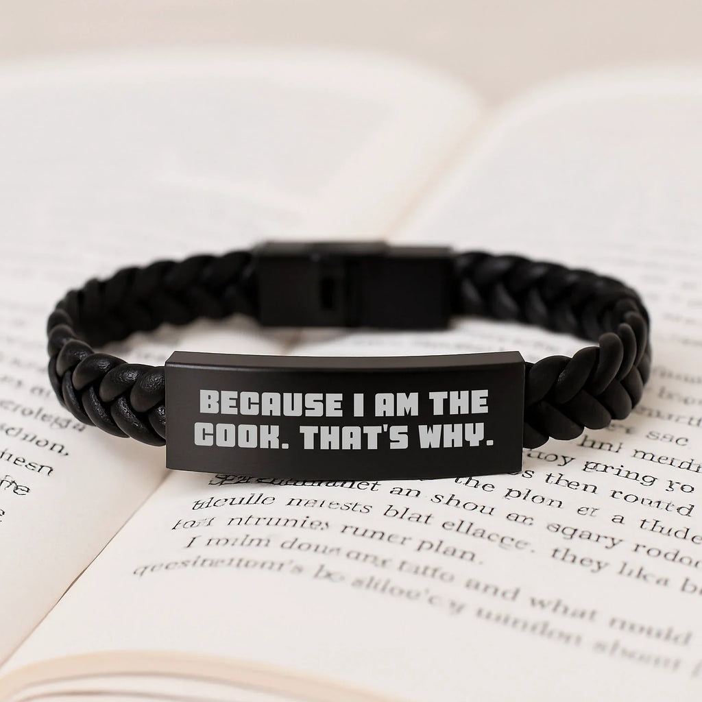 Funny Cook Gifts, Interlaced Leather Bracelet for Men, Funny Christmas Unique Gifts from Friends