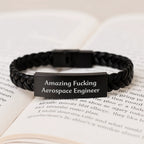 Gifts from Friends and Family for Aerospace Engineers - Funny Inspirational Interlaced Leather Bracelet with Stainless Steel and PU Leather - Christmas Unique Present Ideas