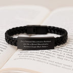 Tattooed Administrative Assistant Gifts - Funny Quote Interlaced Leather Bracelet for Administrative Assistant Graduation, Gifts from Coworkers, Friends, or Family