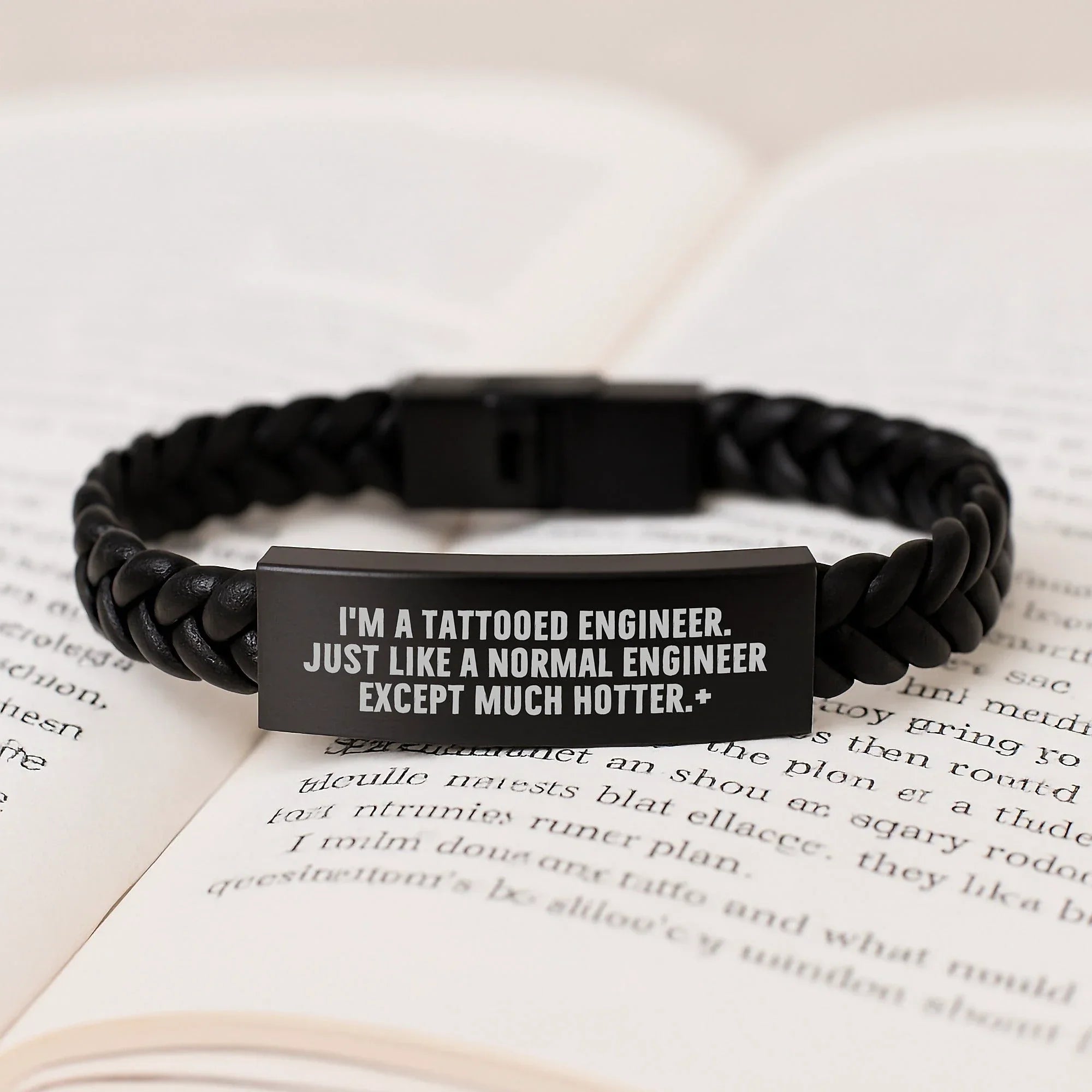 Funny Engineer Gifts for Men - Christmas Unique Interlaced Leather Bracelet with Stainless Steel and PU Leather