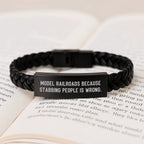 Model Railroads Enthusiast Funny Leather Wristband Gifts from Friends, Family, or Coworkers for Christmas Unique Presents - Interlaced Leather Bracelet with Stainless Steel