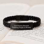 Funny Card Games Gift Interlaced Leather Bracelet for Men Women Friends Family - Christmas Unique Presents Gifts from Friends Coworkers Family - Card Games Because Stabbing People Is Wrong.