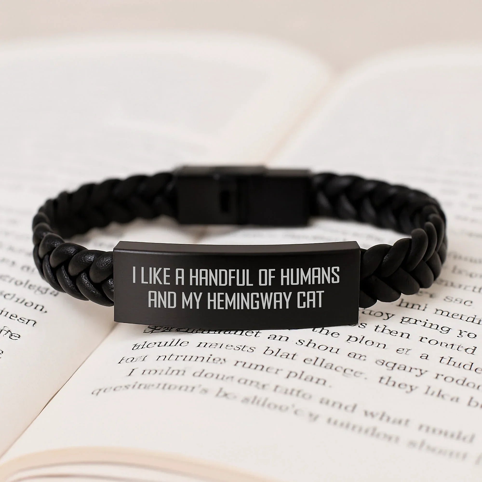 Hemingway Cat Gifts Funny Quote Interlaced Leather Bracelet Birthday Presents for Men and Women from Friends Family