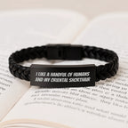 Oriental Shorthair Cat Lovers Funny Quote Interlaced Leather Bracelet Gifts from Men to Oriental Shorthair Cat on Birthday, Cute and Inspirational
