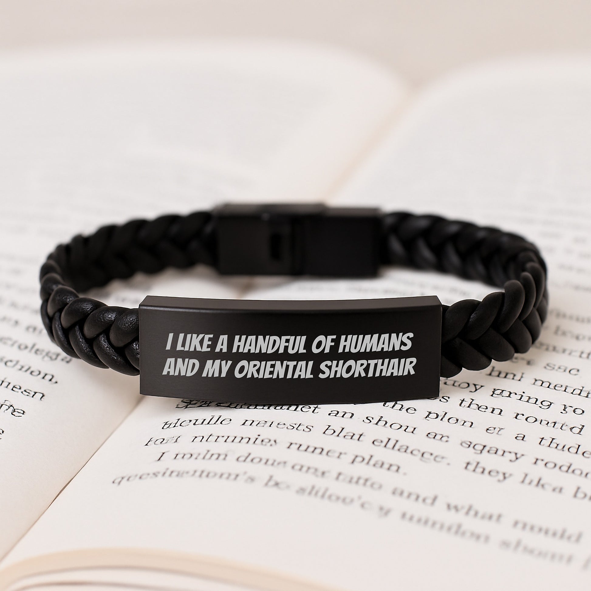 Oriental Shorthair Cat Lovers Funny Quote Interlaced Leather Bracelet Gifts from Men to Oriental Shorthair Cat on Birthday, Cute and Inspirational - Image 3