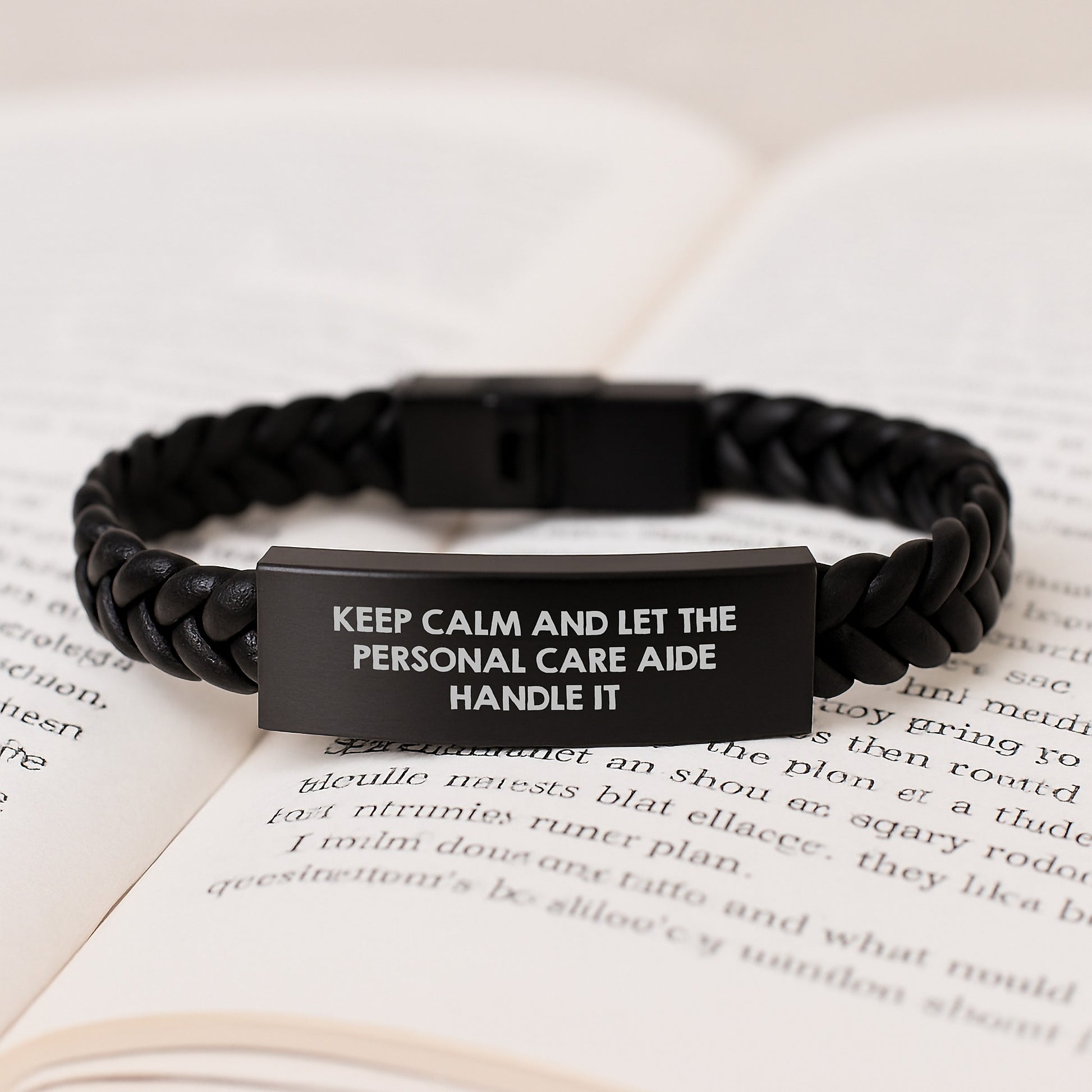 Personal Care Aide Inspired Interlaced Leather Bracelet Gifts from Men to Friends, Funny Keep Calm and Let Them Handle It Christmas Unique - Image 3