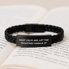 Funny Secretary Gifts from Men, Funny Secretary Interlaced Leather Bracelet, Keep Calm And Let The Secretary Handle It Christmas Unique Gift