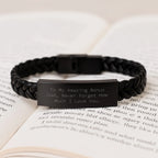 Unique Gifts from Son, Daughter, or Family, Bonus Dad, Never Forget How Much I Love You. Interlaced Leather Bracelet for Men, Funny Bonus Dad Gift for Christmas