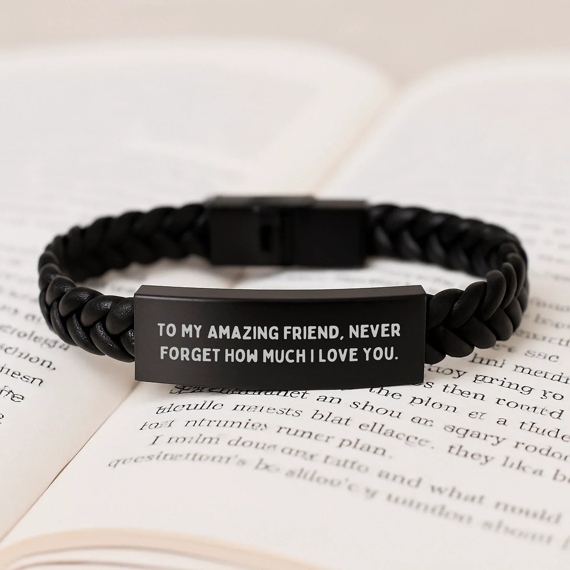 Unique Christmas Unique Gifts for Friends from Men - To My Amazing Friend, Never Forget How Much I Love You. Interlaced Leather Bracelet