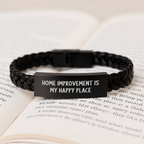 Gifts from Home Improvement Enthusiasts, Home Improvement Is My Happy Place Graduation Unique Gifts, Interlaced Leather Bracelet for Men and Women - Image 3