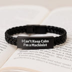 Funny Machinist Quote Interlaced Leather Bracelet, Christmas Unique Gifts for Machinist Man, Gifts from Men to Best Machinist Friend