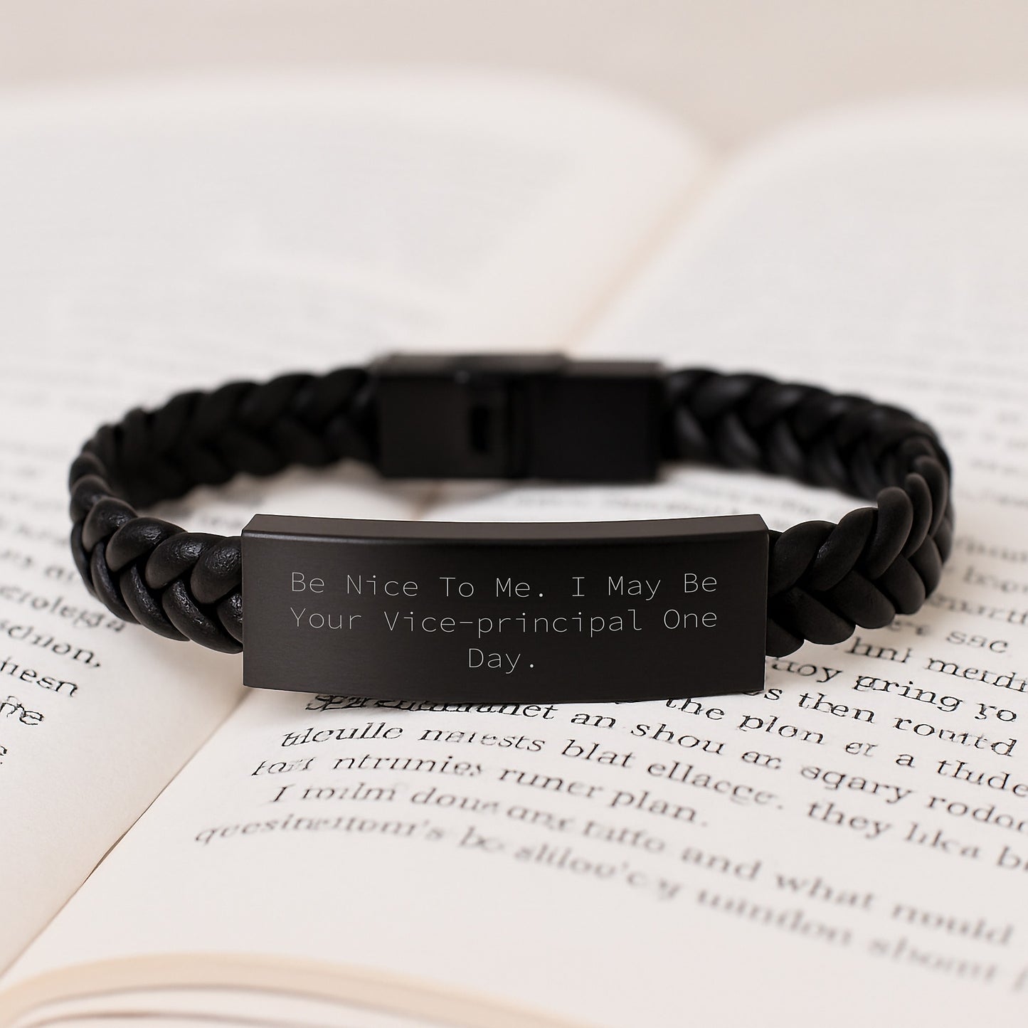 Funny Vice-principal Gifts from Friends - Birthday Unique Interlaced Leather Bracelet 'Be Nice To Me. I May Be Your Vice-principal One Day.' for Men and Women - Image 3