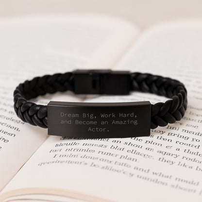 Dream Big, Work Hard, and Shine Like an Actor - Inspirational Interlaced Leather Bracelet for Men and Women, Perfect Christmas Unique Gift for Actor Friends and Family - Gifts from Mom and Dad - Image 3