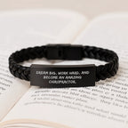 Inspiring Chiropractor Gifts for Men - 'Dream Big Work Hard' Interlaced Leather Bracelet, Christmas Unique Presents for Chiropractor Friends, Family, Coworkers from Loved Ones