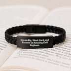 Dream Big Civil Engineer Engraved Leather Bracelet Gifts from Men to Civil Engineer Friends - Inspirational Christmas Unique Gifts