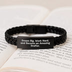 Funny Inspirational Drafter Gifts for Men, Unique Interlaced Leather Bracelet Gifts from Family to Friends, Christmas Unique Gifts for Drafter