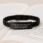 Electrical Engineer Gifts, Inspirational Quote, Interlaced Leather Bracelet for Men, Gifts from Family, Birthday Unique Gifts for Him
