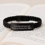 Police Officer Inspirational Interlaced Leather Bracelet, Gifts from Men to Police Officer, Birthday Unique Gifts for Him, Work Hard and Dream Big, Stainless Steel and PU Leather Combination