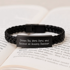 Rancher Birthday Unique Gifts from Friends, Inspirational Interlaced Leather Bracelet for Men, Work Hard and Dream Big, Unique Rancher Accessories - Image 3