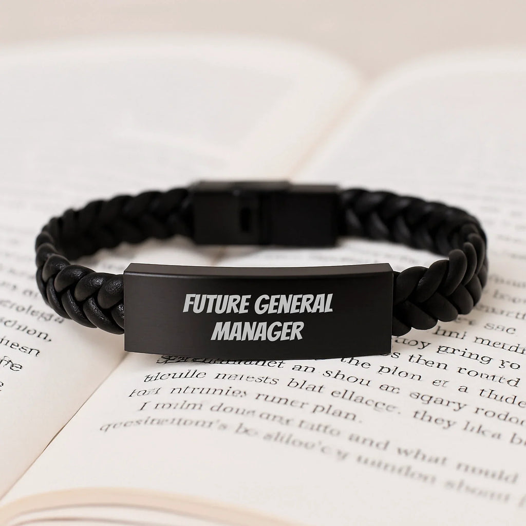 Funny Future General Manager Gifts from Family - Interlaced Leather Birthday Unique Gift for Men, Women, or Coworkers with Inspirational Quote