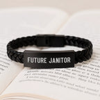 Funny Quote Janitor Christmas Unique Gifts from Friends Interlaced Leather Bracelet for Janitor Men
