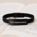 Funny Quote Future Registered Nurse Christmas Unique Gifts from Mom Interlaced Leather Bracelet for Registered Nurse Students, Registered Nurse Nurse