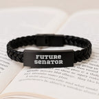 Funny Senator Interlaced Leather Bracelet Gifts from Men to Future Senator, Christmas Unique Gifts for Senator