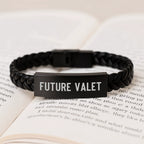 Funny Future Valet Gifts from Dad for Valet Men, Unique Christmas Unique Gifts for Men, Interlaced Leather Bracelet