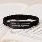 Funny Physician Assistant Gifts from Friends - Interlaced Leather Birthday Wishes 'Caution: I'm A Retired Physician Assistant...' for Men or Women