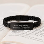 Nanny Gifts from Family, Interlaced Leather Bracelet with Funny Quote, Christmas Unique Presents