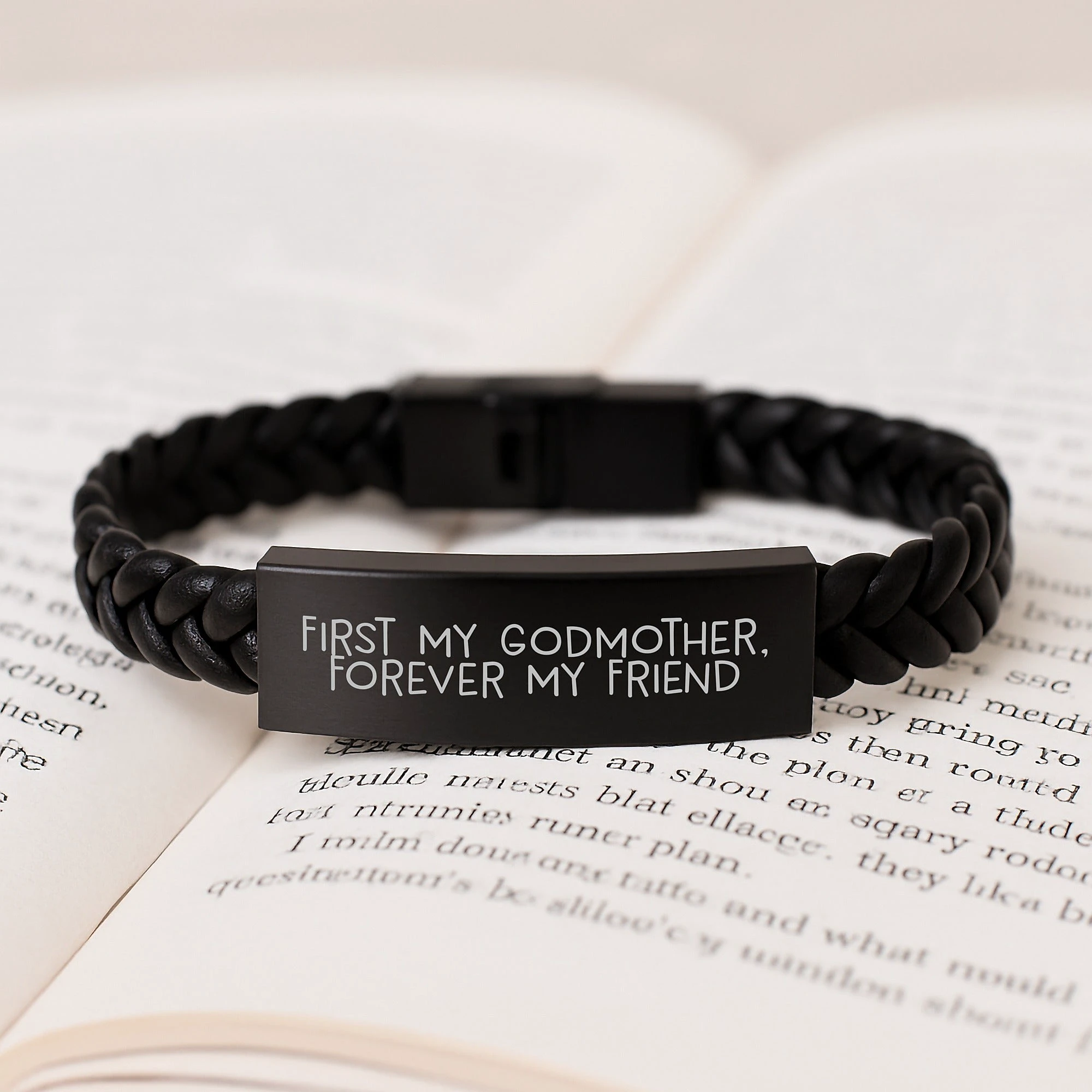 Godmother Gifts, Unique Interlaced Leather Bracelet Gifts from Men, Women, Friends, Family for Godmother, Funny Quote 'First My Godmother, Forever My Friend', Christmas Unique Gifts