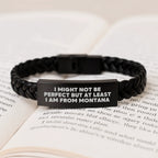 Funny Montana Gifts for Men from Montana - Unique Interlaced Leather Bracelet with Engraved Stainless Steel, Perfect for Friends, Family, and Coworkers this Christmas