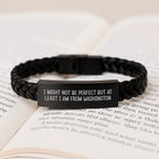 Washington State of Mind Interlaced Leather Bracelet, Inspirational Gifts for Friends from Washington, Birthday Unique Gifts