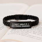 Funny Kansas Gifts, Birthday Unique Interlaced Leather Bracelet, Gifts from Friends to Kansas Men - Image 3