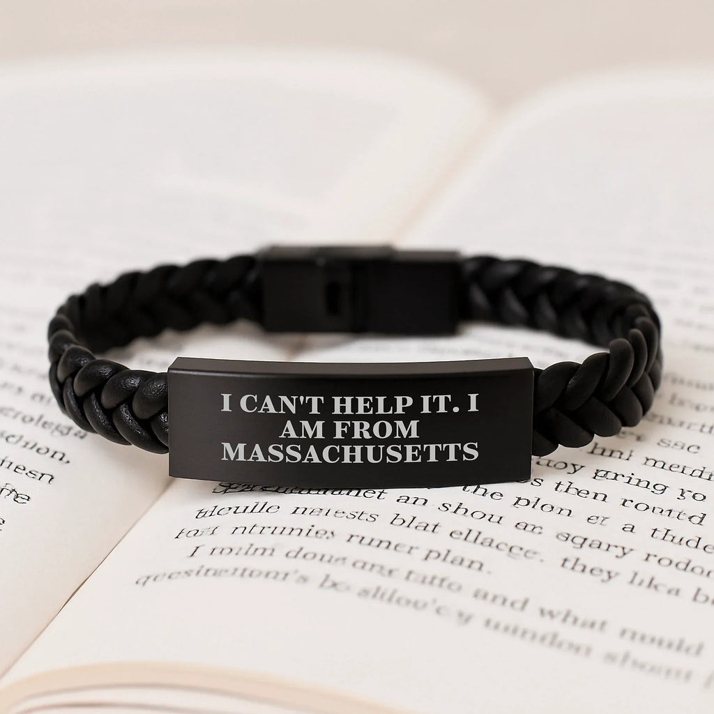 Funny Quote Massachusetts Interlaced Leather Bracelets Christmas Unique Gifts for Men and Women from Massachusetts Lovers