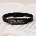 Funny Quote Massachusetts Interlaced Leather Bracelets Christmas Unique Gifts for Men and Women from Massachusetts Lovers