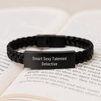 Detective's Gift, Smart Sexy Talented Detective Quote, Interlaced Leather Birthday Unique Gift from Friends