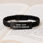 Fun Inspirational Gifts for Smart Sexy Talented Manager - Interlaced Leather Bracelet, Christmas Unique Presents for Men, Friends, Family