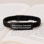 Graduation Unique Gifts for School Psychologist, 'Smart Sexy Talented' Interlaced Leather Bracelet for Women, Gifts from Friends and Family - Image 3